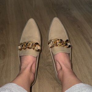 Gold Chain Tan Loafers